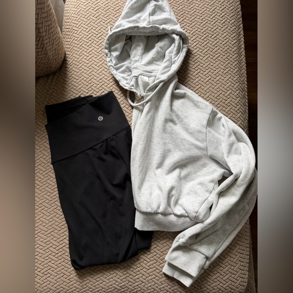 lululemon athletica Pants - Lululemon Leggings and H&M Light Gray Casual Hoodie